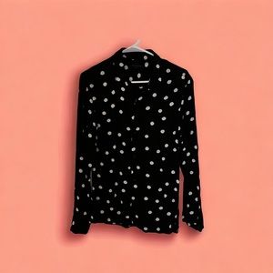 All Saints Black and White Polka Dot Button Down Top XS
